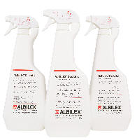 Schnelldesinfektionsmittel, gebrauchsfertig in Sprhflaschen oder Kanistern. Z.B. ALBILEX Destofix.